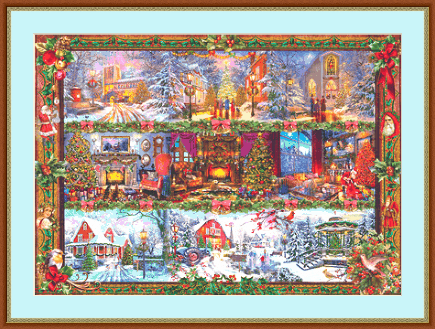 Christmas Frame (Max Color) counted cross stitch pattern by Dominic Davison, Licensed by MGL, www.mglart.com