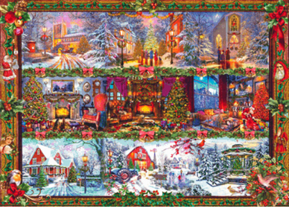 Christmas Frame (Max Color) counted cross stitch pattern by Dominic Davison, Licensed by MGL, www.mglart.com