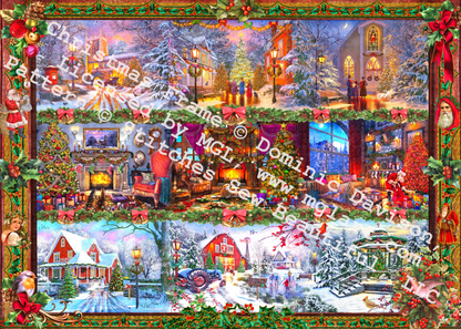 Christmas Frame (Max Color) counted cross stitch pattern by Dominic Davison, Licensed by MGL, www.mglart.com