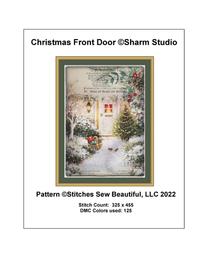 Christmas Front Door counted cross stitch pattern by SharmStudio