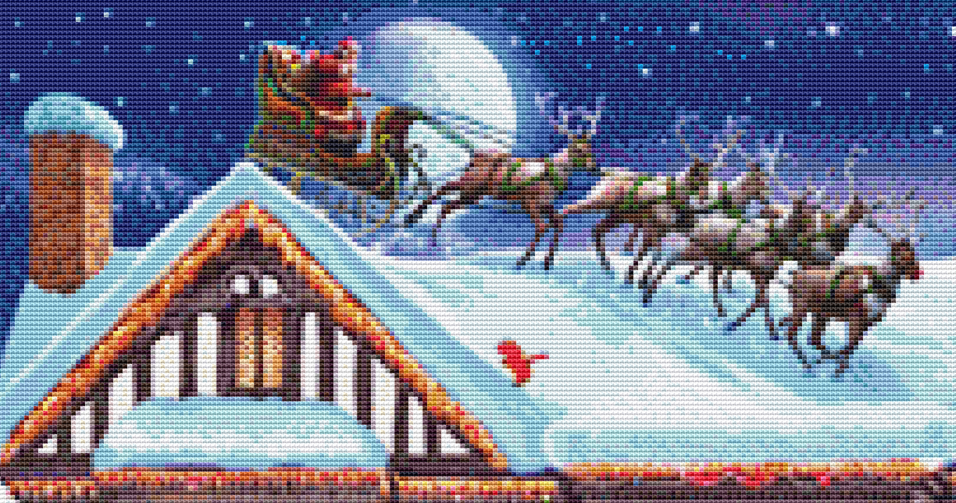 Christmas House 2018 cross stitch pattern by Steve Crisp, Licensed by MGL, www.mglart.com