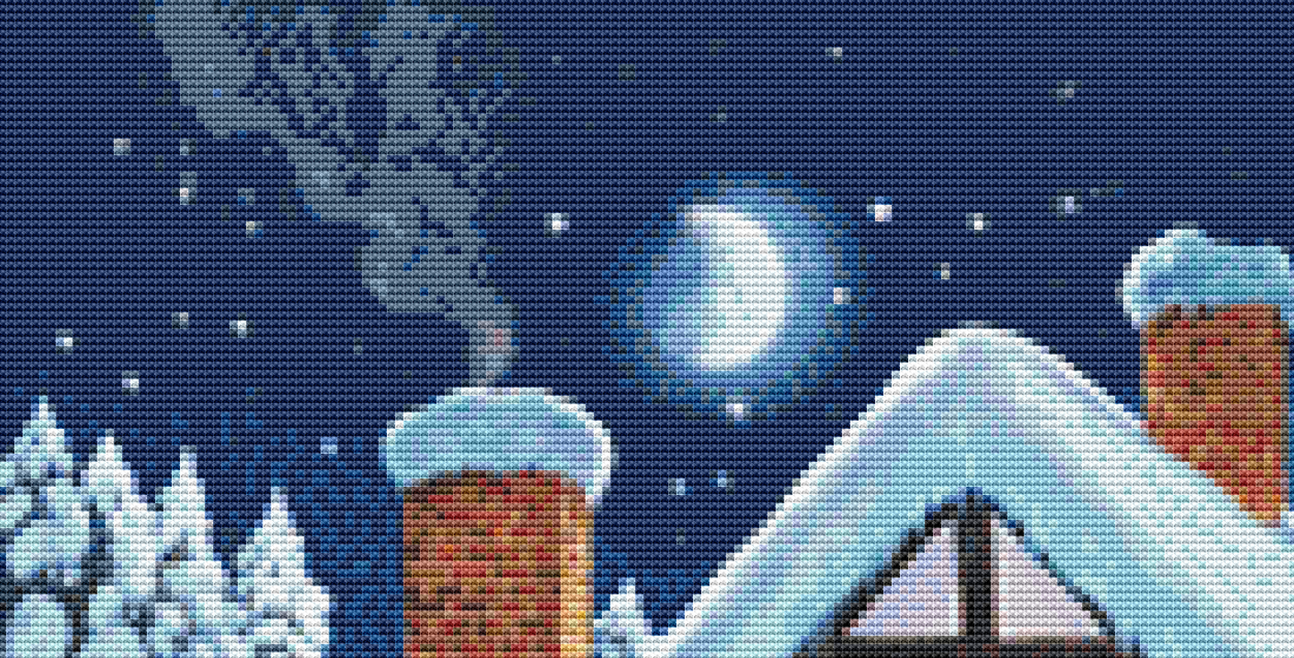 Christmas House cross stitch pattern by Steve Crisp, Licensed by MGL, www.mglart.com