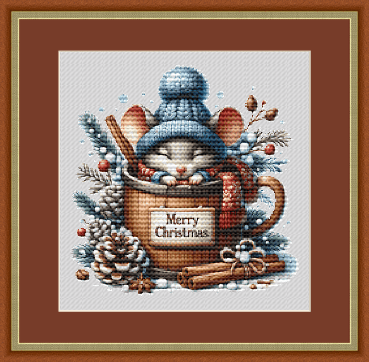 Christmas Mouse (Ornament) counted cross stitch pattern by Digital Pro Craft