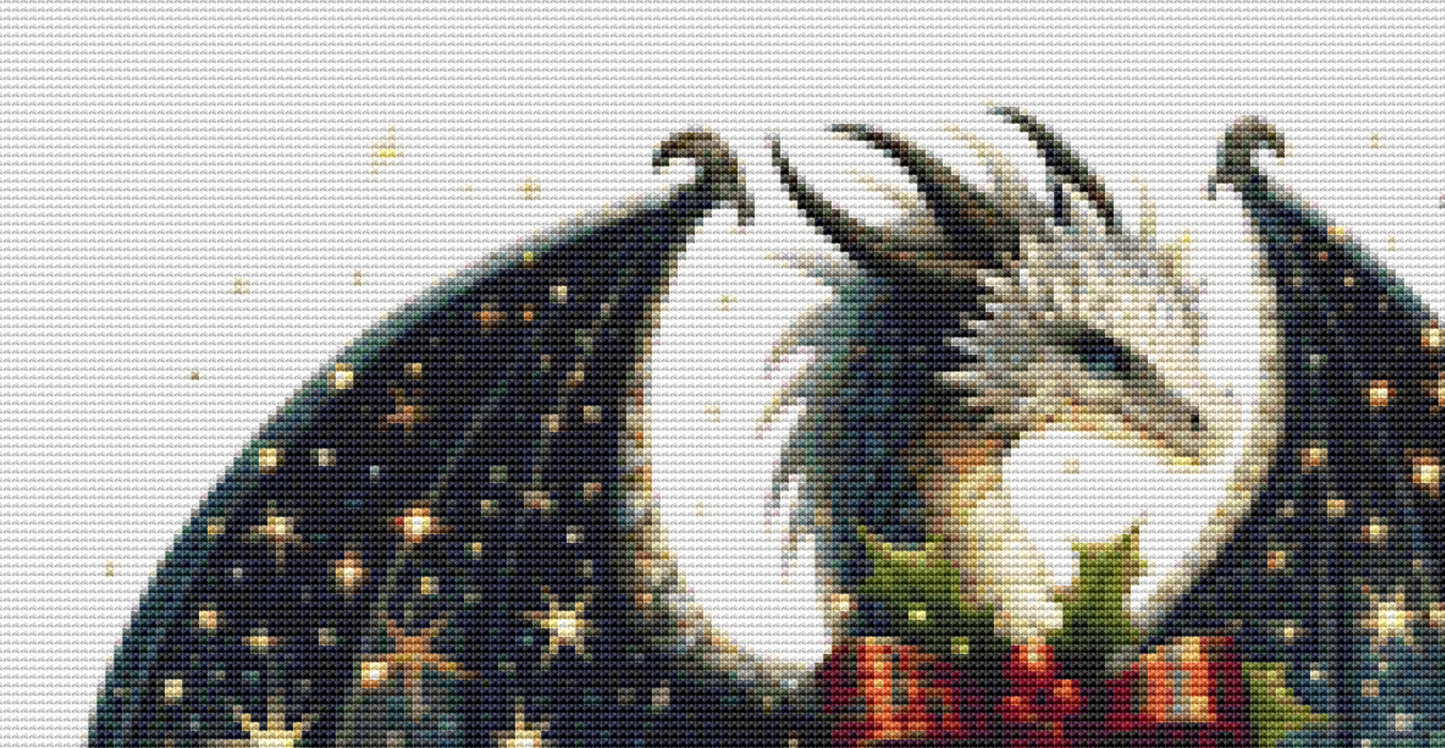 Christmas Star Dragon (Ornament) counted cross stitch pattern by TechneCharis