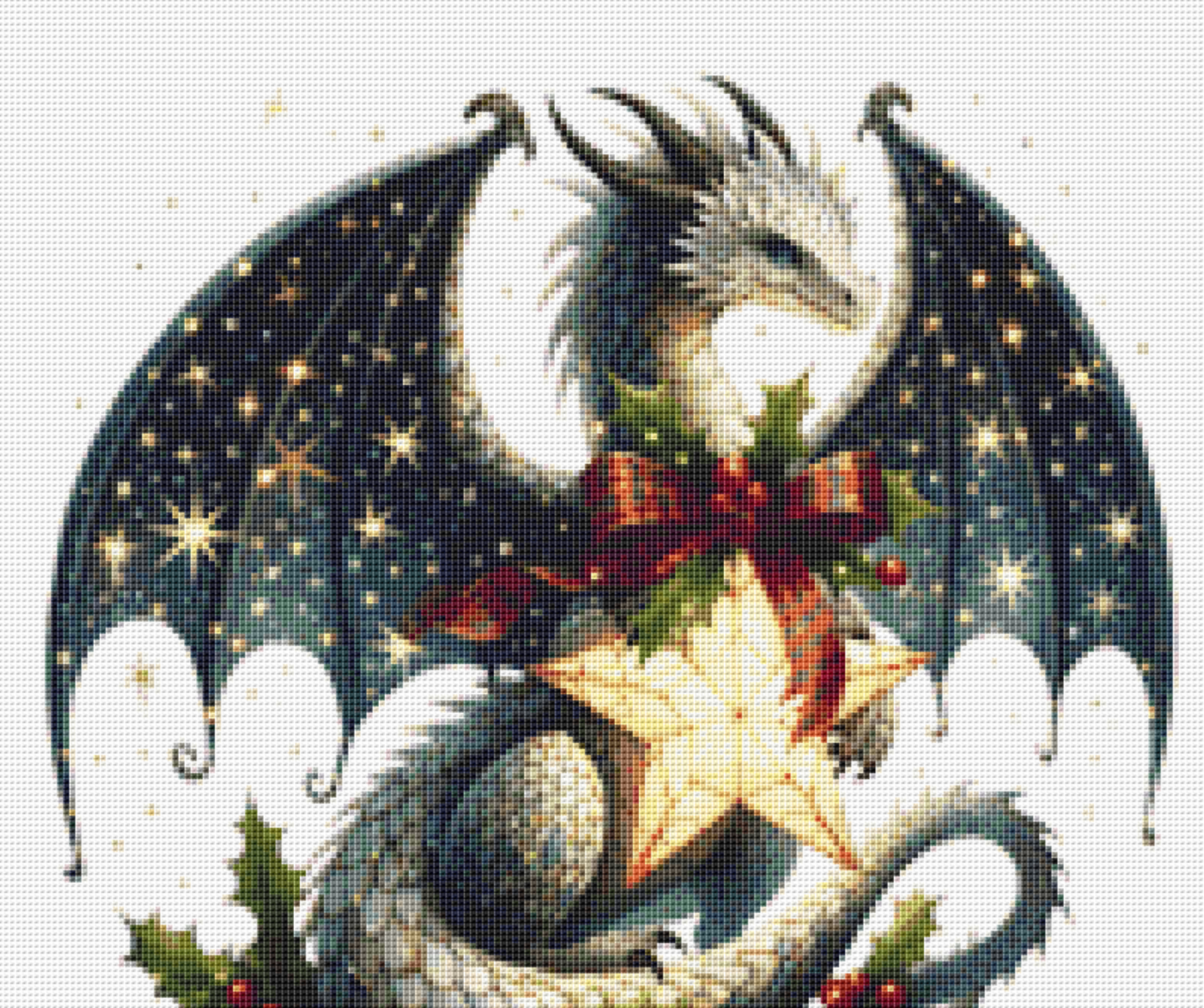 Christmas Star Dragon (Ornament) counted cross stitch pattern by TechneCharis