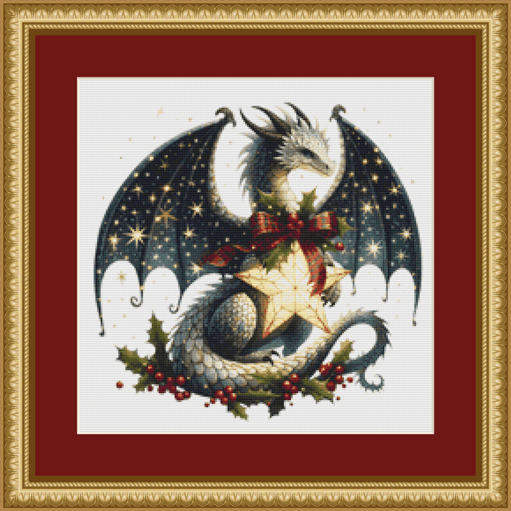 Christmas Star Dragon (Ornament) counted cross stitch pattern by TechneCharis