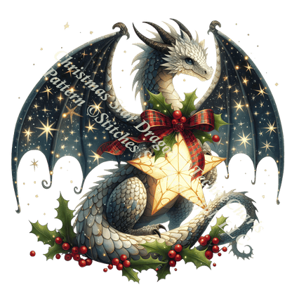 Christmas Star Dragon (Ornament) counted cross stitch pattern by TechneCharis