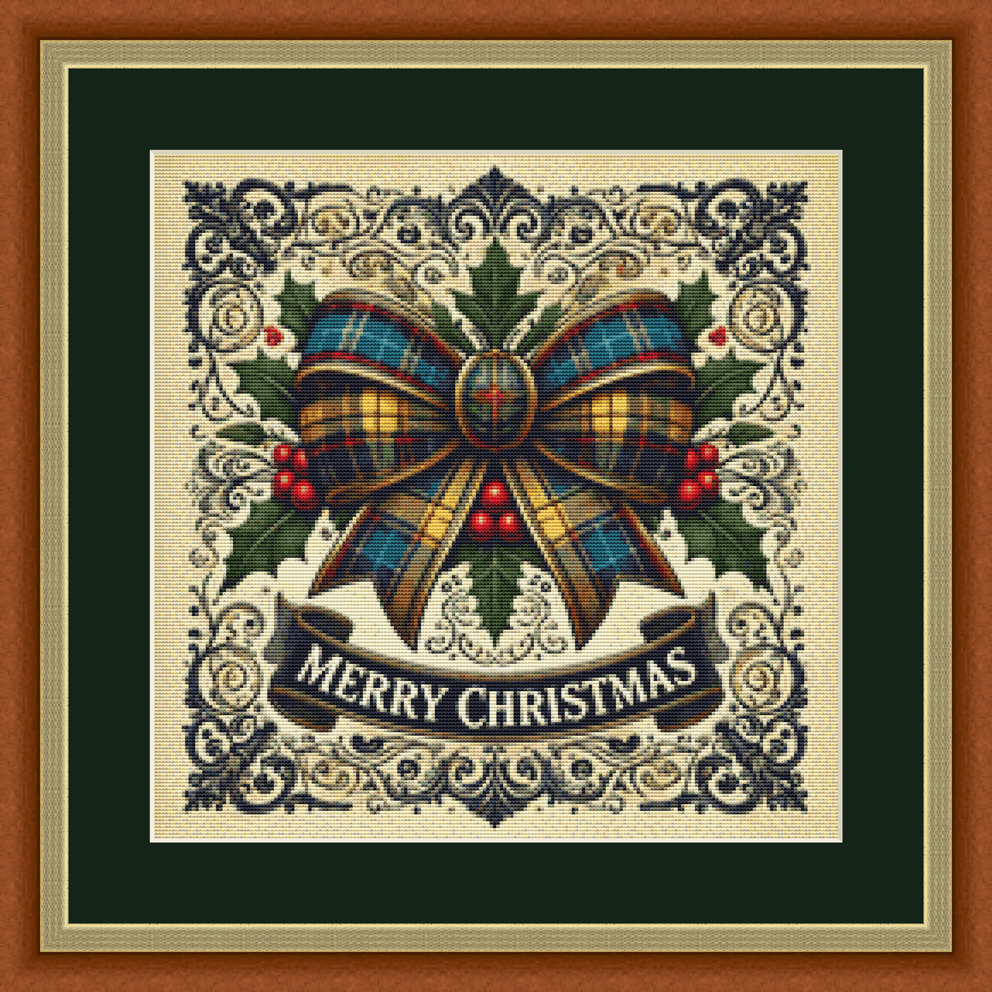 Tartan Christmas Bow 1 (Ornament) counted cross stitch pattern by Art Outrageous