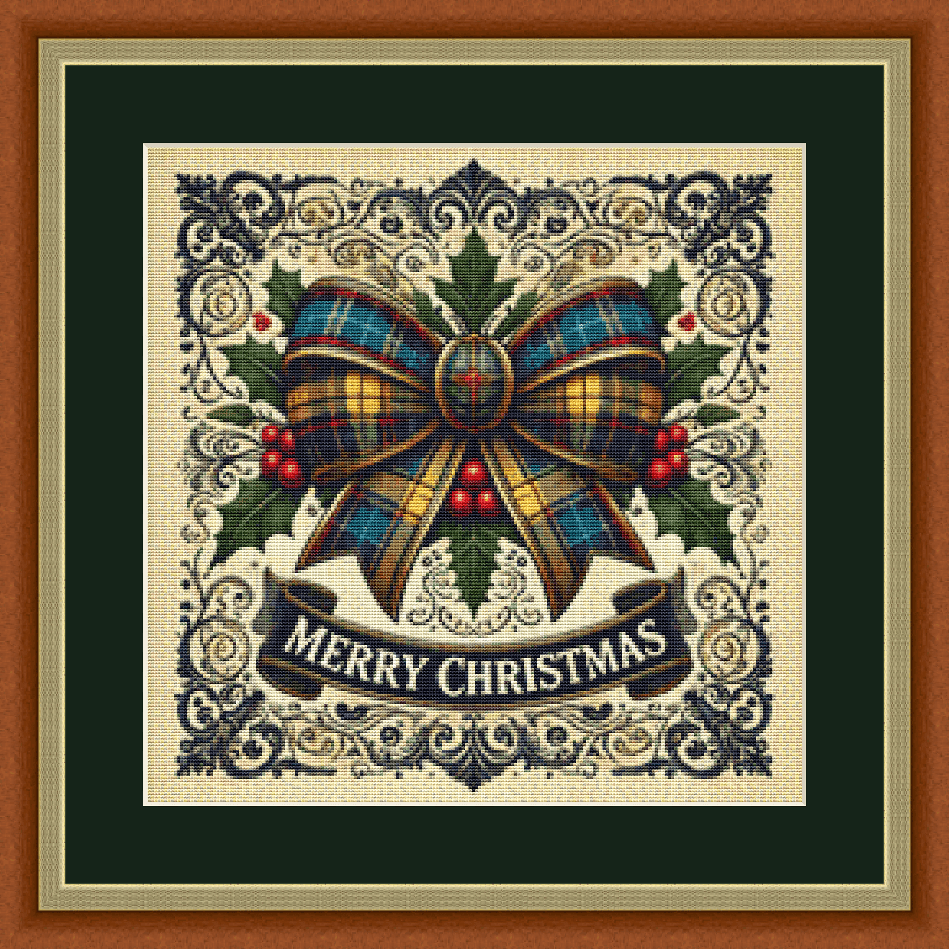 Tartan Christmas Bow 1 (Ornament) counted cross stitch pattern by Art Outrageous