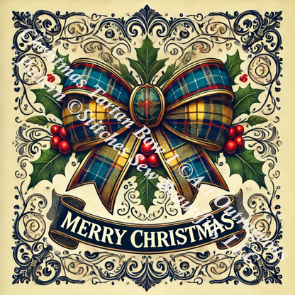 Tartan Christmas Bow 1 (Ornament) counted cross stitch pattern by Art Outrageous