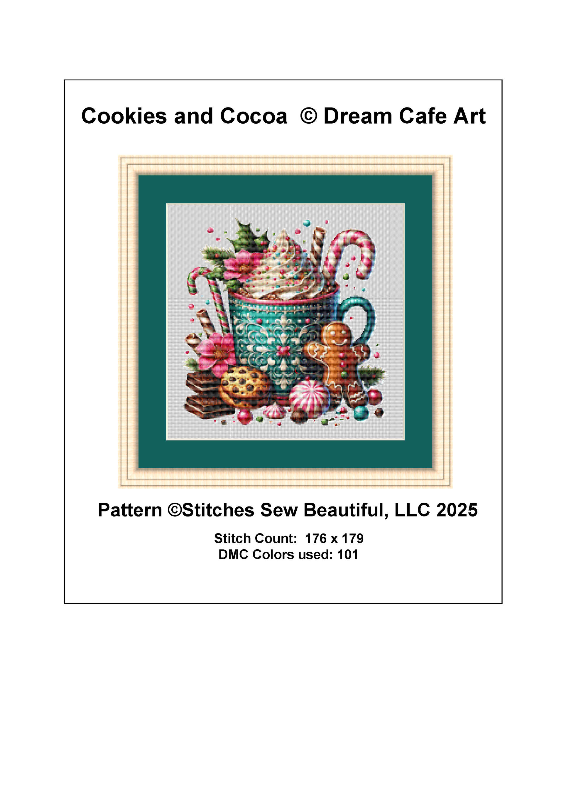 Cookies and Cocoa (Ornament) counted cross stitch pattern by Dream Cafe Art