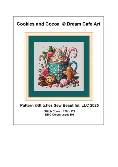 Cookies and Cocoa (Ornament) counted cross stitch pattern by Dream Cafe Art