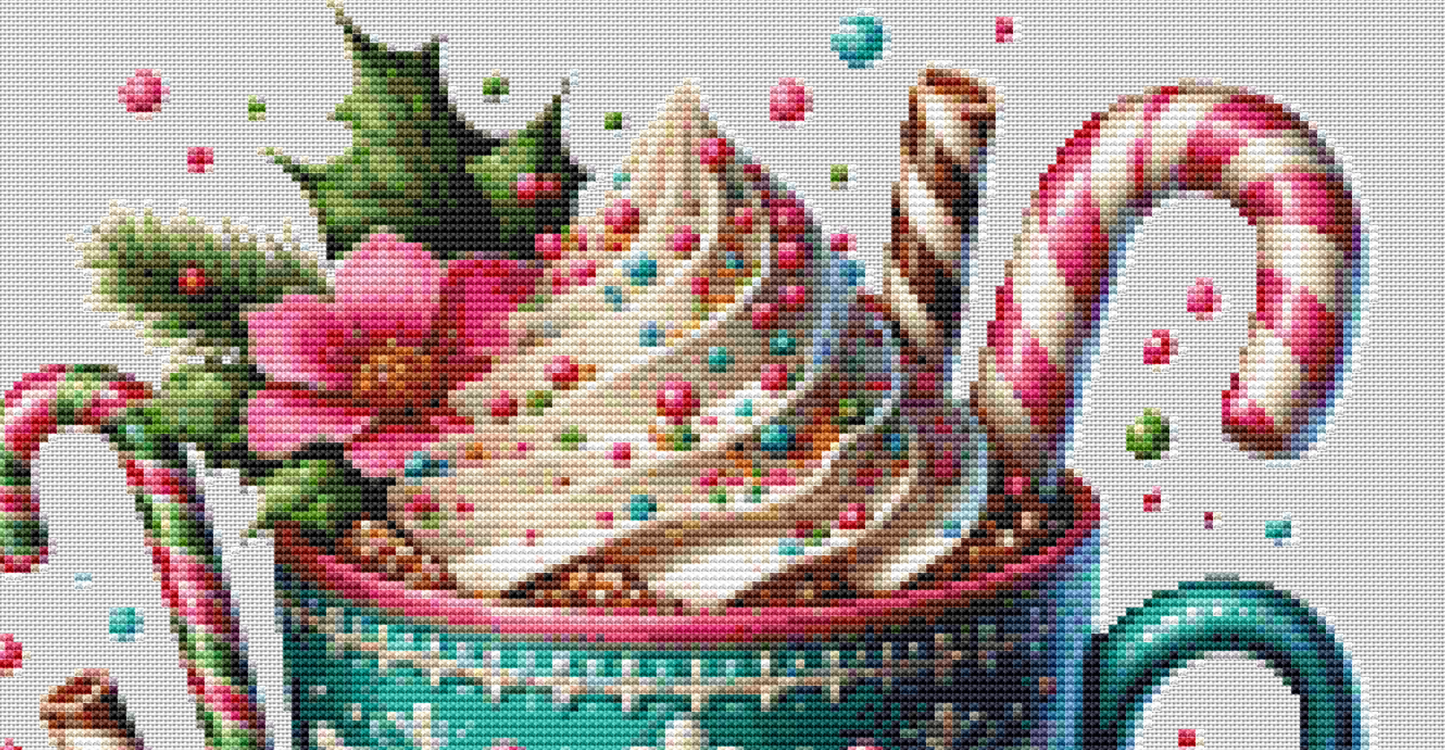 Cookies and Cocoa (Ornament) counted cross stitch pattern by Dream Cafe Art
