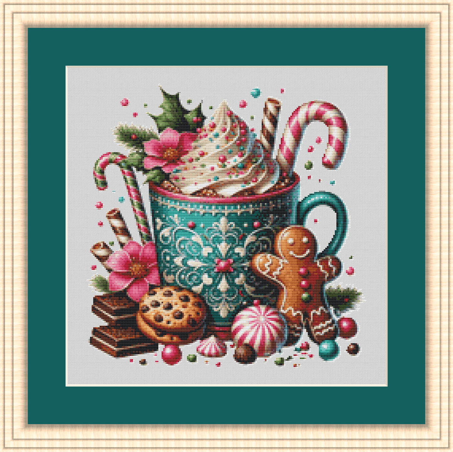 Cookies and Cocoa (Ornament) counted cross stitch pattern by Dream Cafe Art