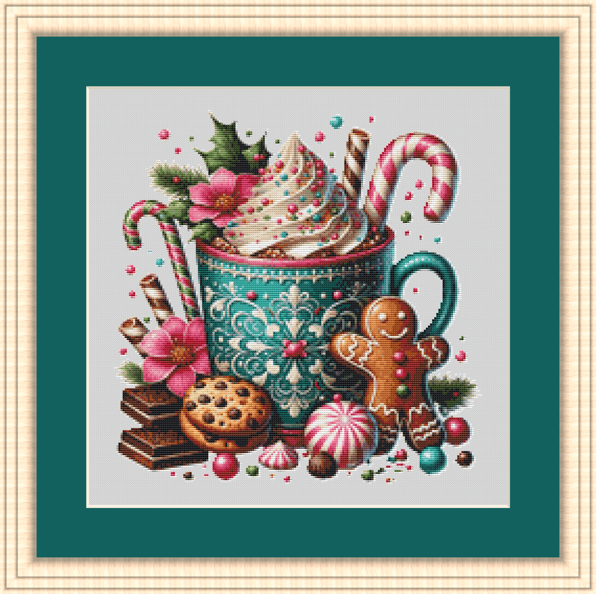 Cookies and Cocoa (Ornament) counted cross stitch pattern by Dream Cafe Art