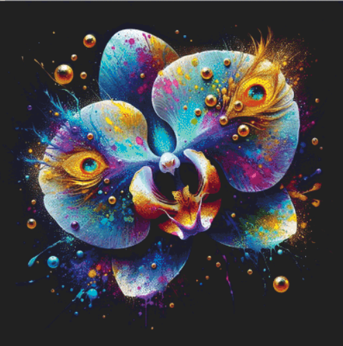 Cosmic Orchid cross stitch pattern by AI Created Playground/Photoglory127