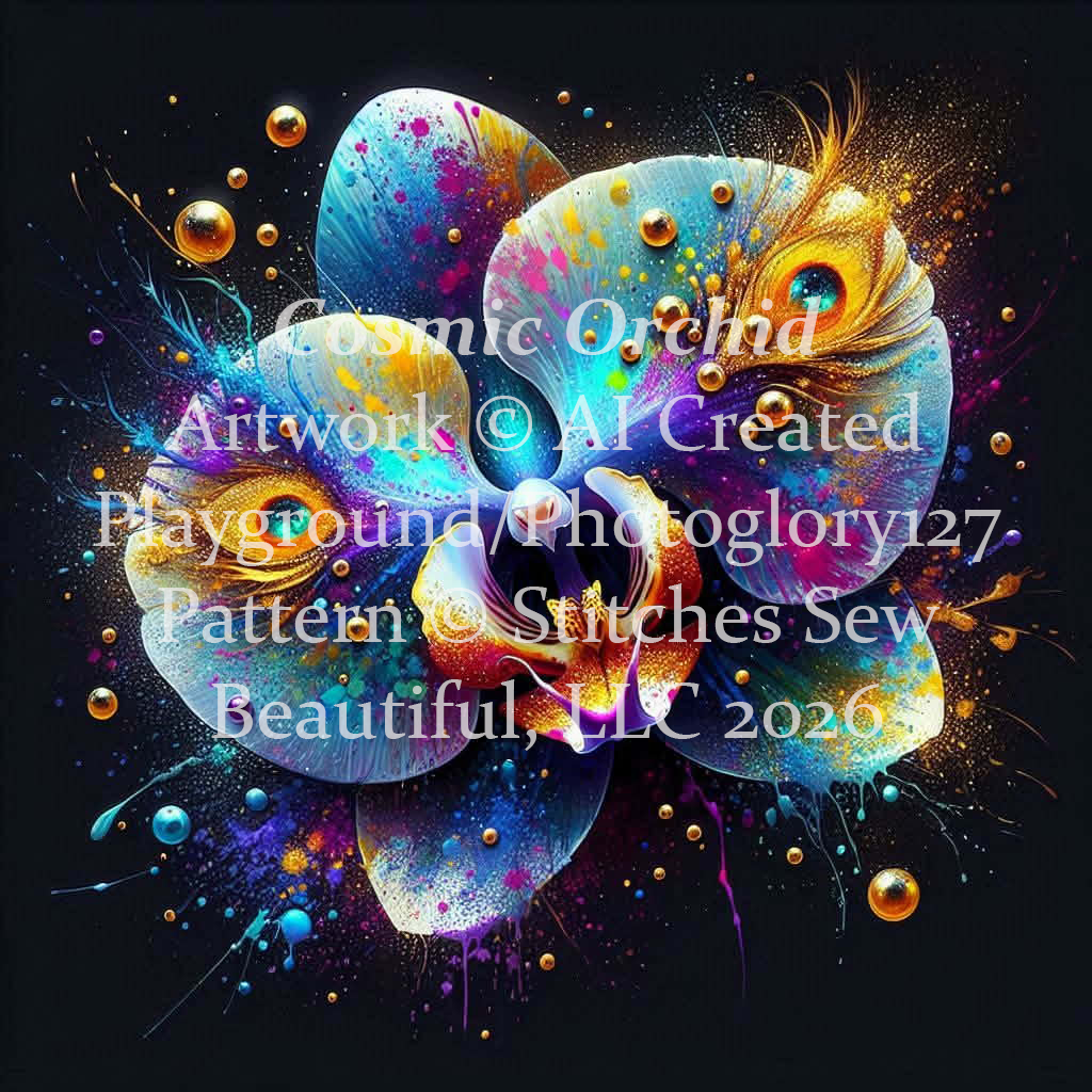 Cosmic Orchid cross stitch pattern by AI Created Playground/Photoglory127