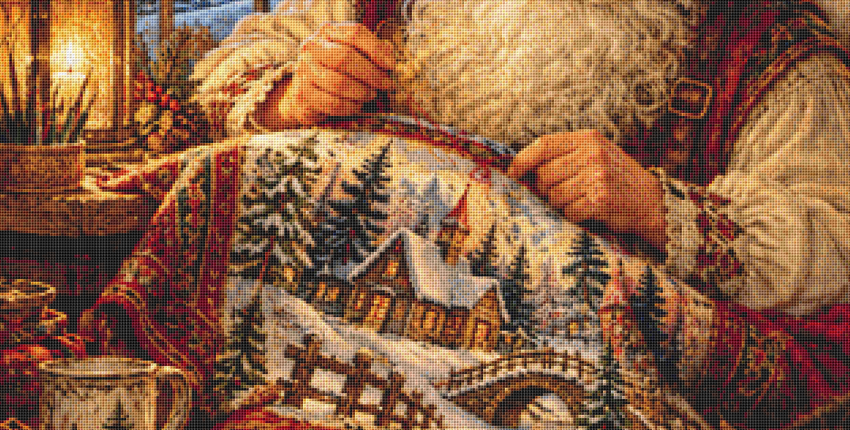 "Cross Stitching Santa" cross stitch pattern by Bryna T. Art & Design