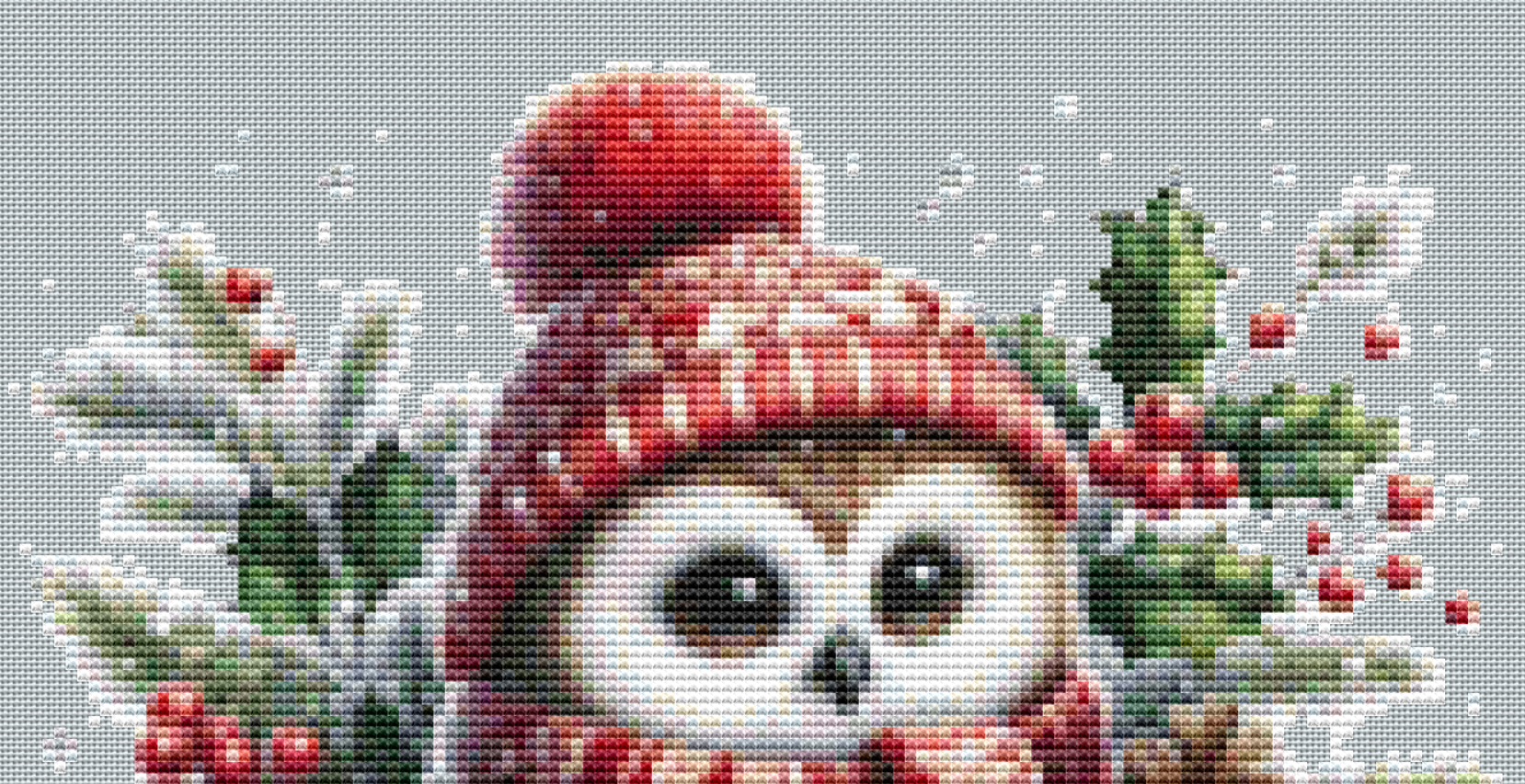 Cute Christmas Owl (Ornament) counted cross stitch pattern by Raven Digitals