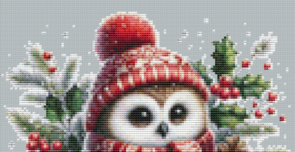 Cute Christmas Owl (Ornament) counted cross stitch pattern by Raven Digitals