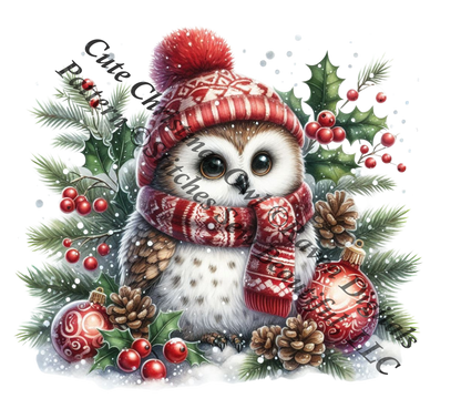 Cute Christmas Owl (Ornament) counted cross stitch pattern by Raven Digitals