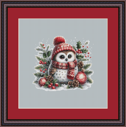 Cute Christmas Owl (Ornament) counted cross stitch pattern by Raven Digitals