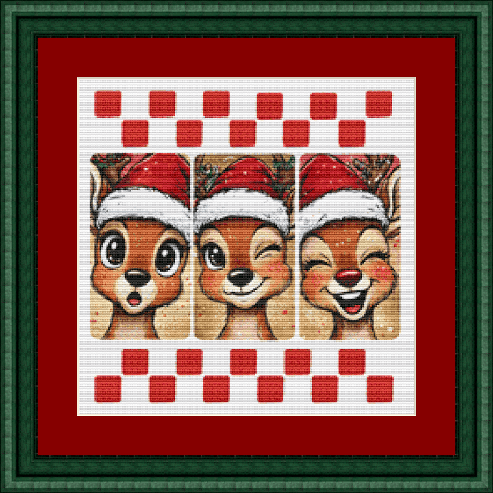 Cute Reindeer (Ornament) counted cross stitch pattern by CraftyPixelsUS