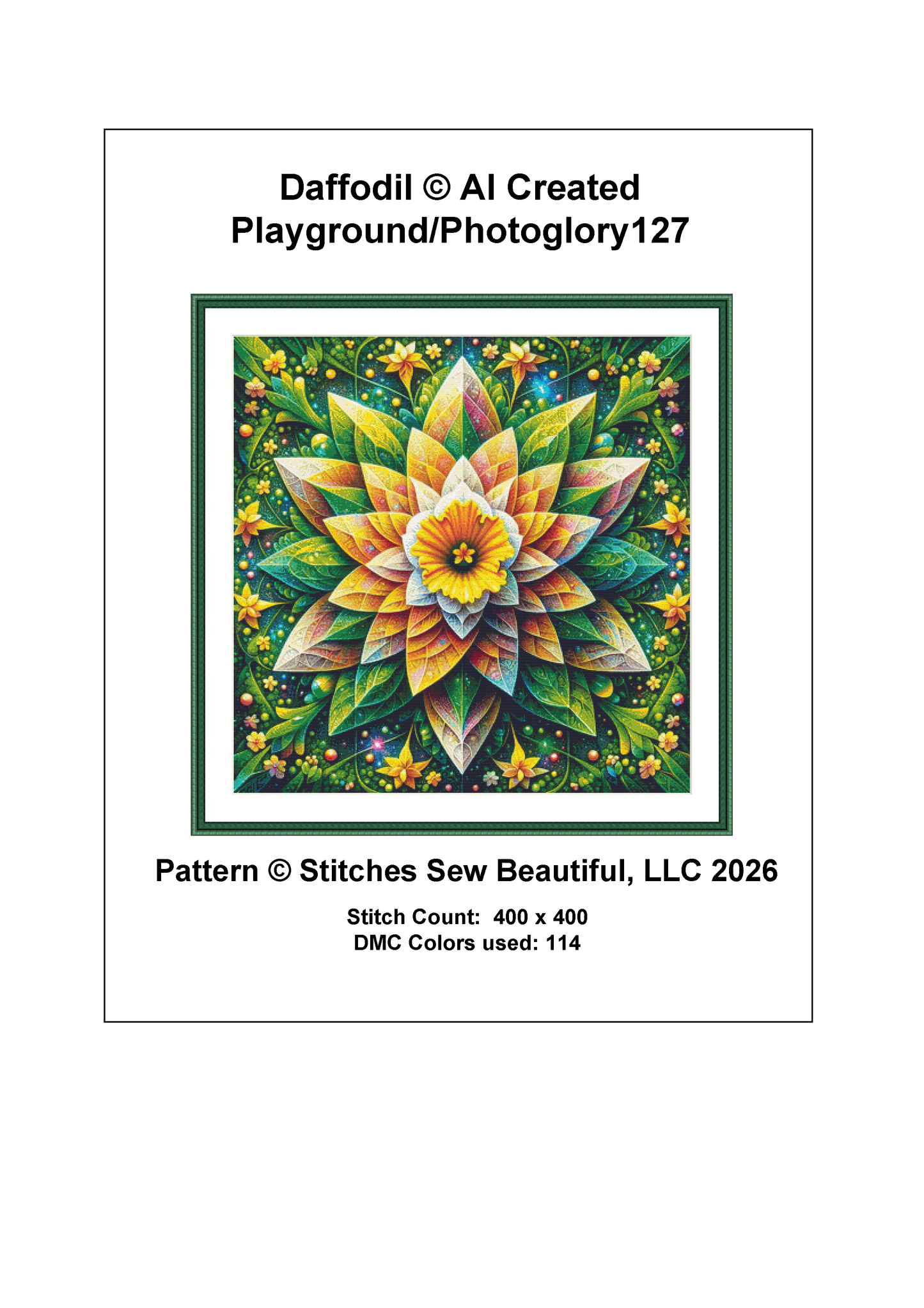 Daffodil cross stitch pattern by AI Created Playground/Photoglory127