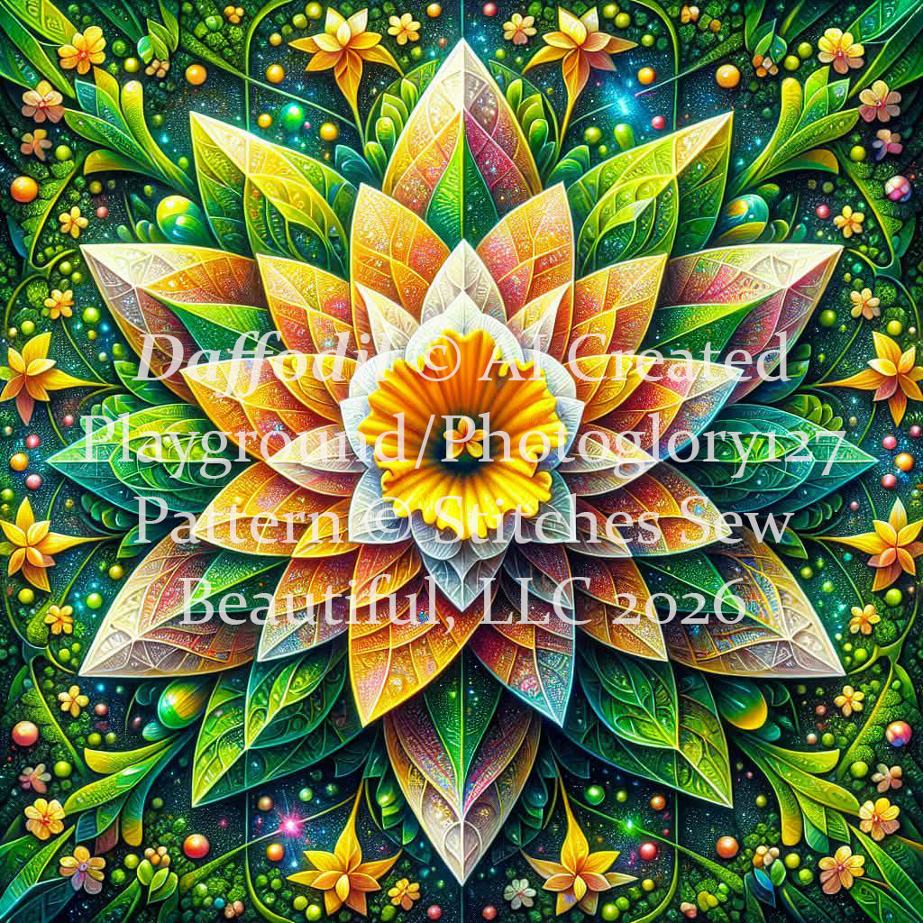 Daffodil cross stitch pattern by AI Created Playground/Photoglory127