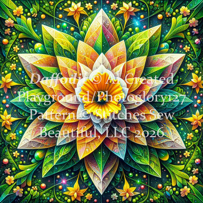Daffodil cross stitch pattern by AI Created Playground/Photoglory127