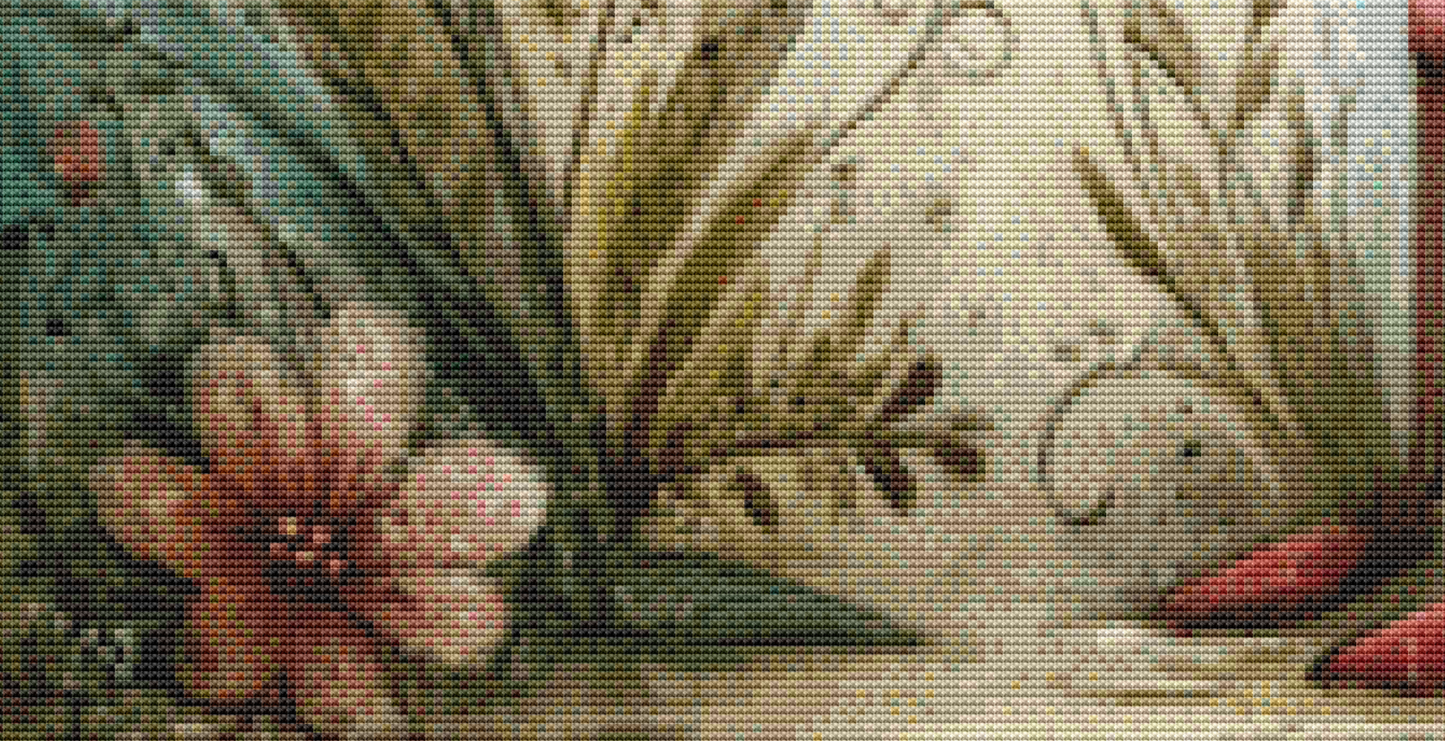 Daisy Flamingo cross stitch pattern by Sassy E. Boutique