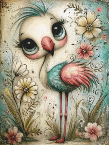 Daisy Flamingo cross stitch pattern by Sassy E. Boutique