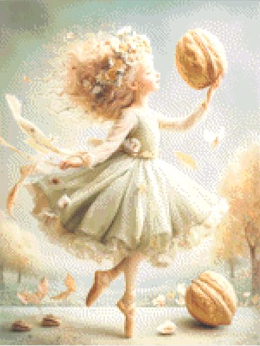 Dancing With a Walnut (Small) cross stitch pattern by Bryna T. Art & Design
