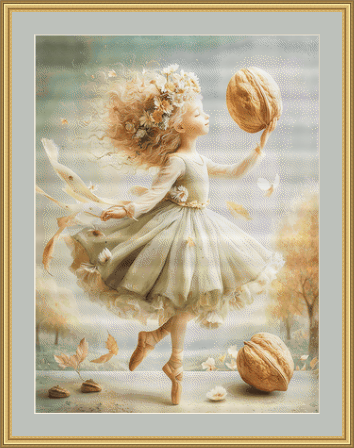 Dancing With a Walnut cross stitch pattern by Bryna T. Art & Design