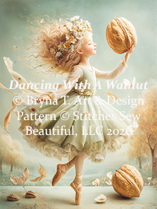 Dancing With a Walnut cross stitch pattern by Bryna T. Art & Design
