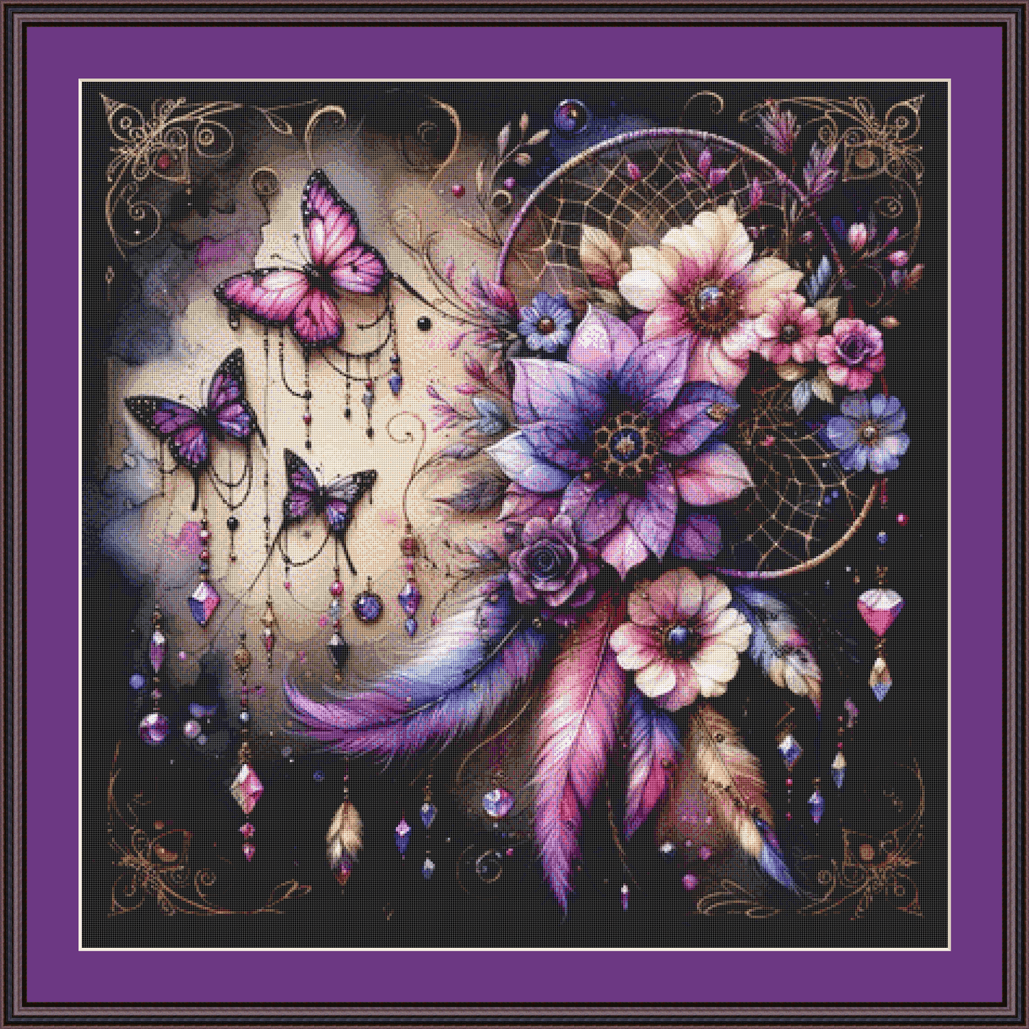 Dream Catcher and Butterflies cross stitch pattern by AI Created Playground/Photoglory127