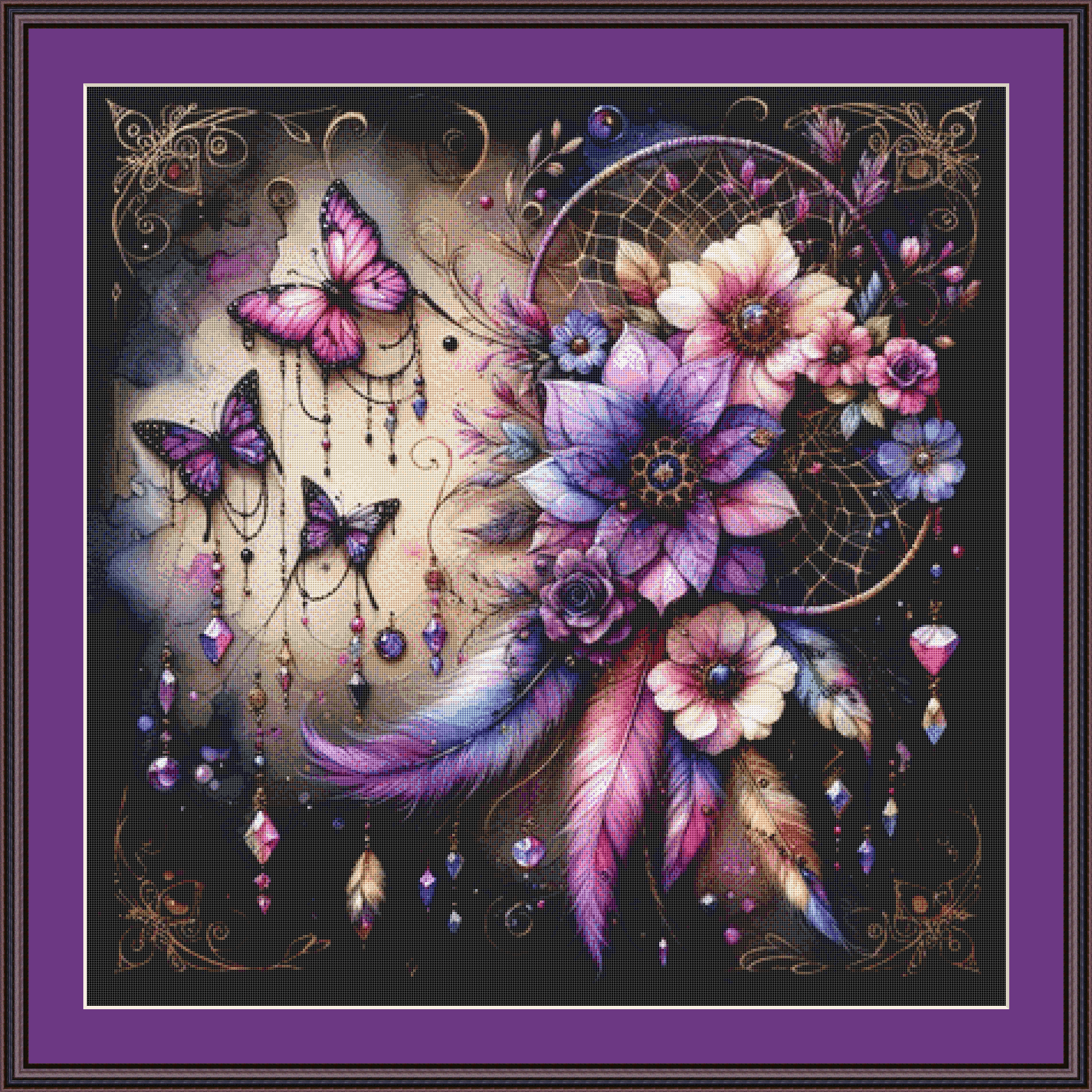 Dream Catcher and Butterflies cross stitch pattern by AI Created Playground/Photoglory127