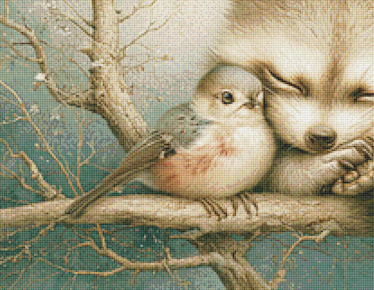 "Dreams Shared on Silent Branches" cross stitch pattern by Bryna T. Art & Design