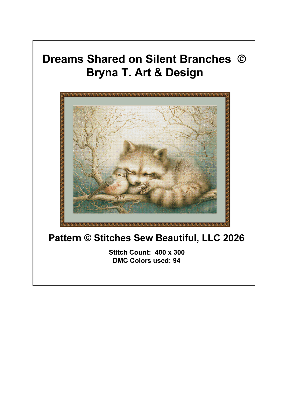 "Dreams Shared on Silent Branches" cross stitch pattern by Bryna T. Art & Design