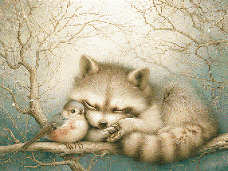 "Dreams Shared on Silent Branches" cross stitch pattern by Bryna T. Art & Design