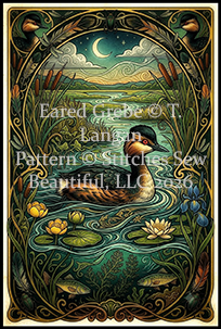 "Eared Grebe" cross stitch pattern by T. Langan