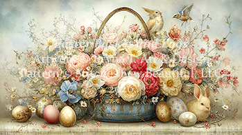 Easter Basket and Eggs (Small) cross stitch pattern By Bryna T. Art & Design