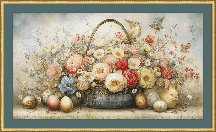 Easter Basket and Eggs cross stitch pattern By Bryna T. Art & Design