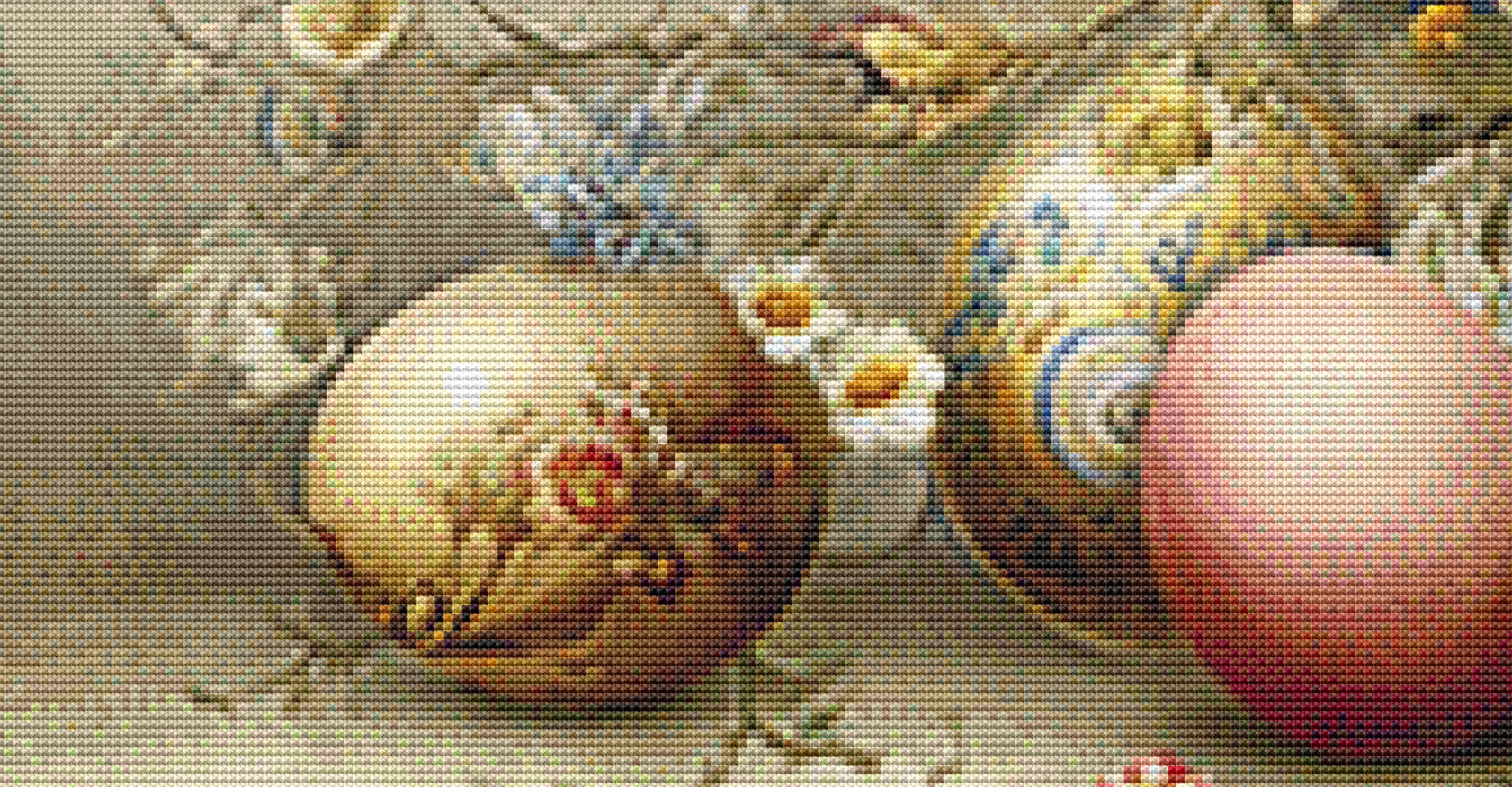 Easter Basket and Eggs (Max Size/Max Color) cross stitch pattern By Bryna T. Art & Design