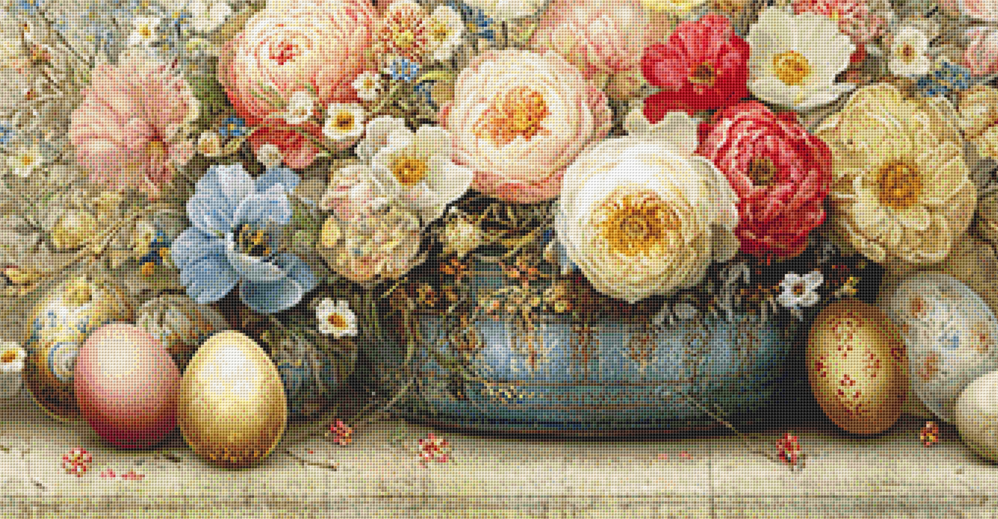 Easter Basket and Eggs cross stitch pattern By Bryna T. Art & Design