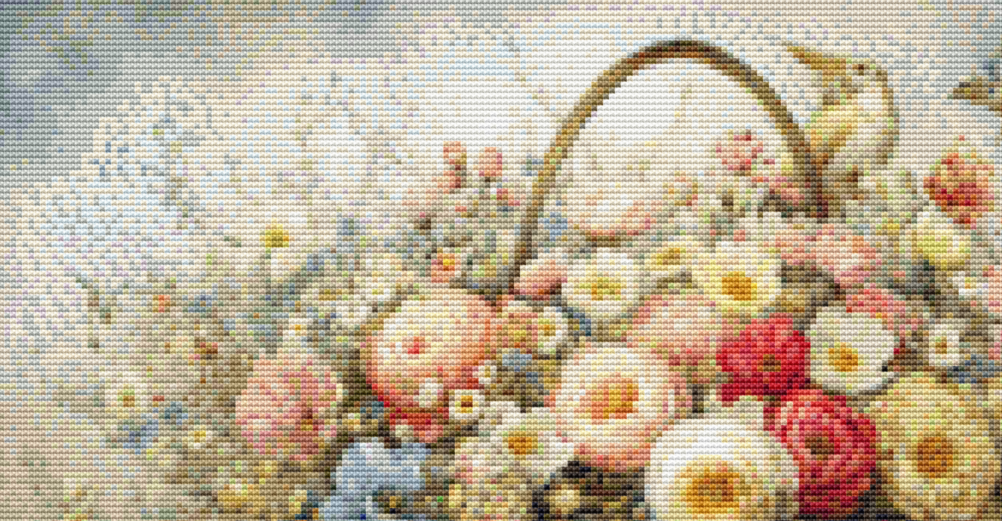 Easter Basket and Eggs (Small) cross stitch pattern By Bryna T. Art & Design