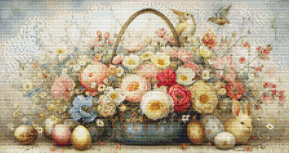 Easter Basket and Eggs (Small) cross stitch pattern By Bryna T. Art & Design