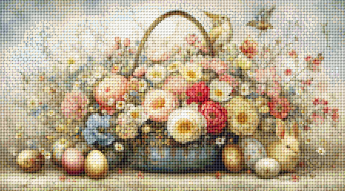 Easter Basket and Eggs (Small) cross stitch pattern By Bryna T. Art & Design