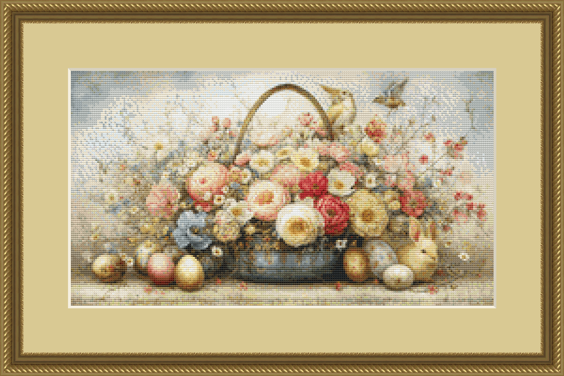 Easter Basket and Eggs (Small) cross stitch pattern By Bryna T. Art & Design