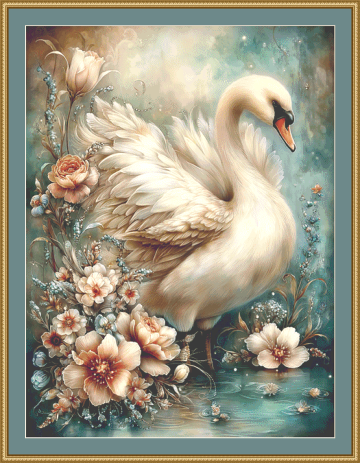 Elegant Swan (Max Size/Max Color) cross stitch pattern by Sassy E. Boutique